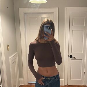 Garage Brown Fitted Crop Top